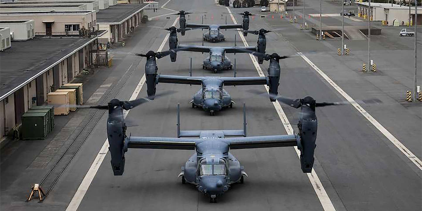 CV-22s taxi for takeoff