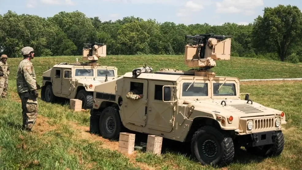 HUMVEEs equipped with remote weapon stations. (U.S. Army)