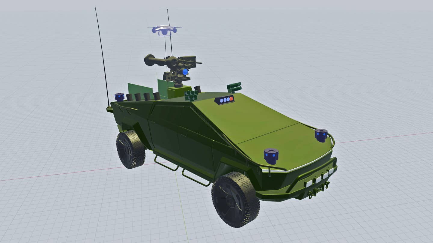 Another view of the notional Cybertruck UGV.