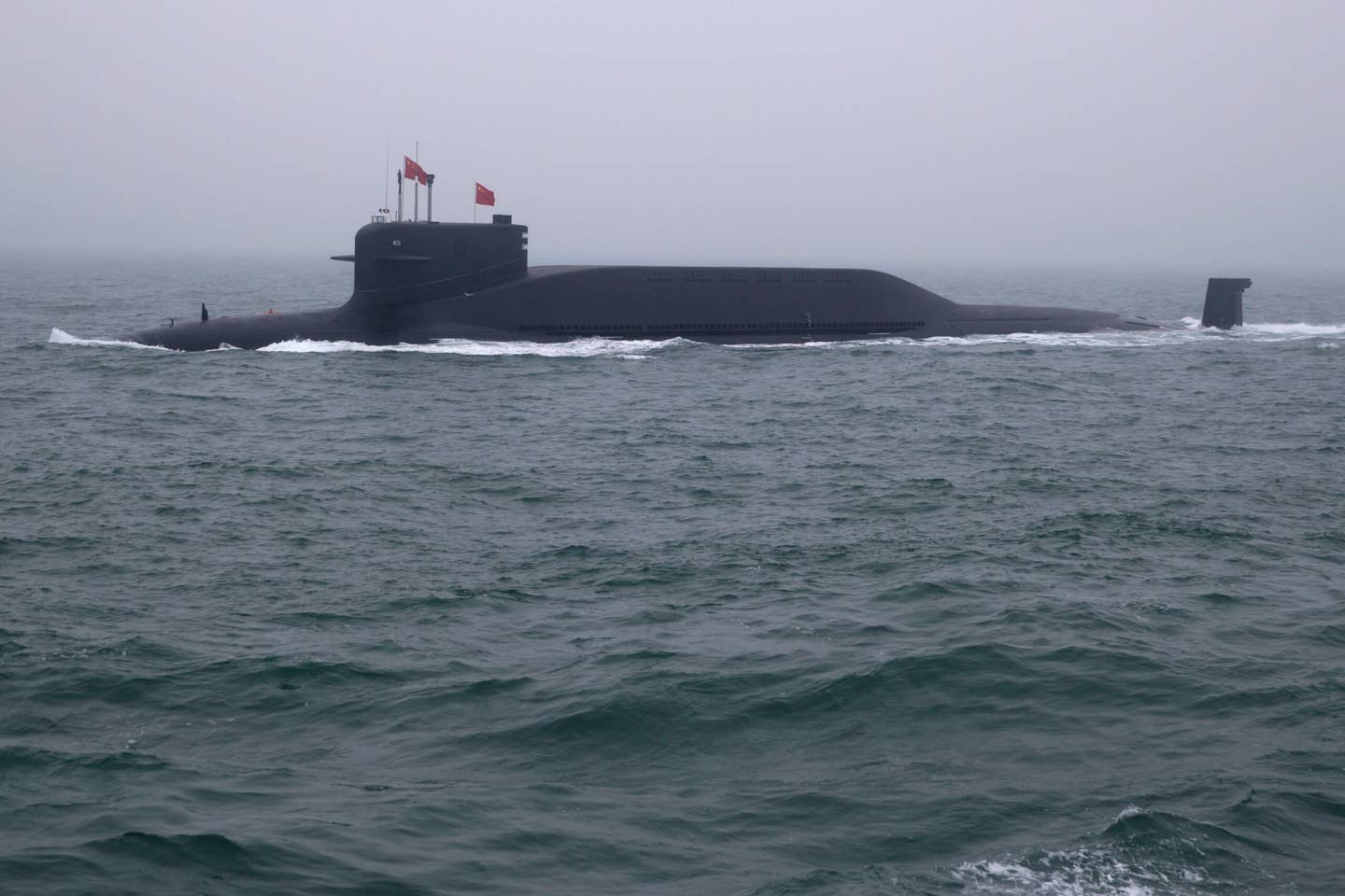 A Type 094 <em>Jin</em> class ballistic missile submarine of the Chinese People’s Liberation Army Navy (PLAN). <em>MARK SCHIEFELBEIN/AFP via Getty Images</em>