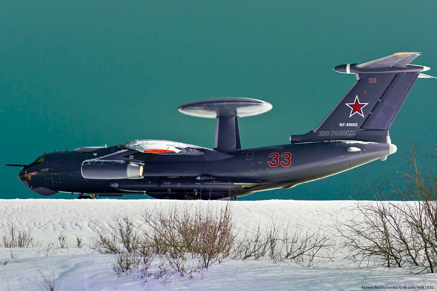An upgraded A-50U, the only example finished in this dark gray color scheme. <em>Alexey Reznichenko/Wikimedia Commons</em>