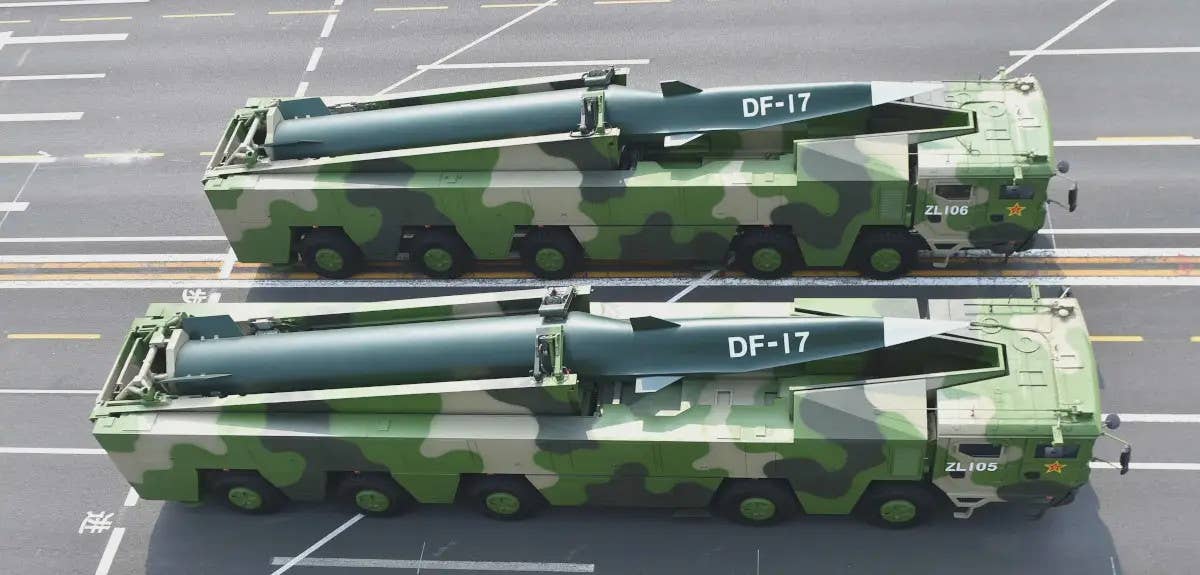 DF-17 mockups on parade in Beijing in 2019. <em>China Military</em>