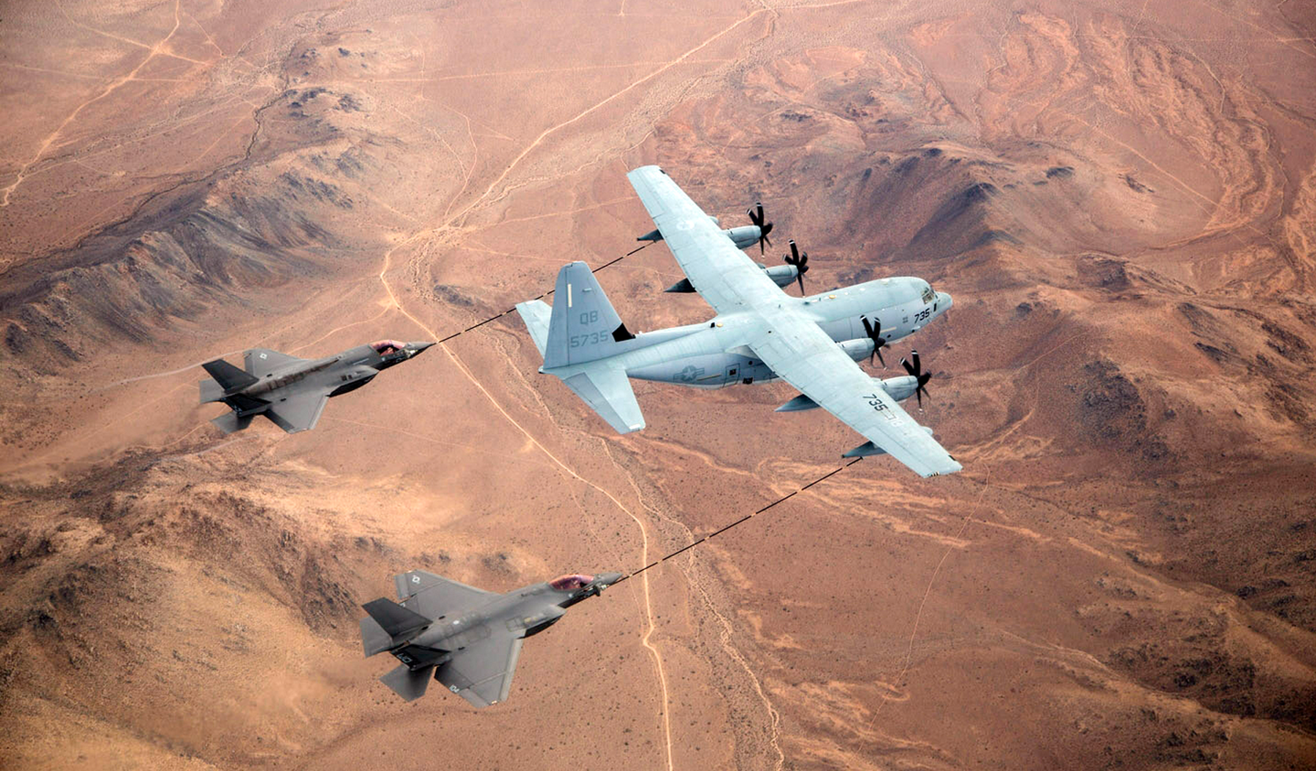 KC-130J refueling a pair of F-35Bs. (Lockheed Martin photo)