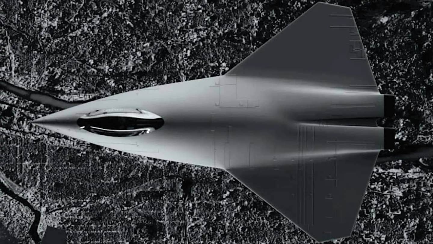 A notional sixth-generation stealth crewed combat jet design. <em>Collins Aerospace</em>