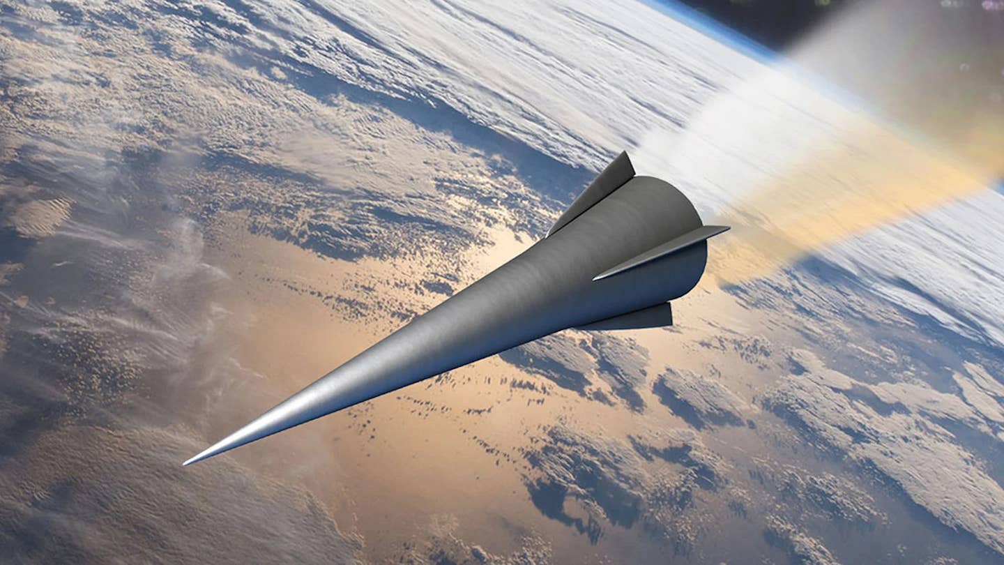 A rendering of a notional conical hypersonic boost-glide vehicle. <em>Dynetics</em>