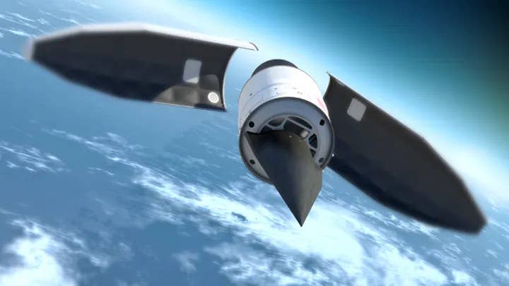 A rendering of DARPA's Falcon Hypersonic Technology Vehicle 2 (HTV-2) being released. HTV-2 was among the previous hypersonic developments that DARPA said fed into the Tactical Boost Glide (TBG) program. <em>DARPA</em>