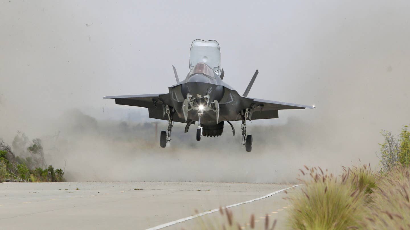 VMX-1 F-35 performs a RVL on the old Pacific Coast Highway. (James Deboer)