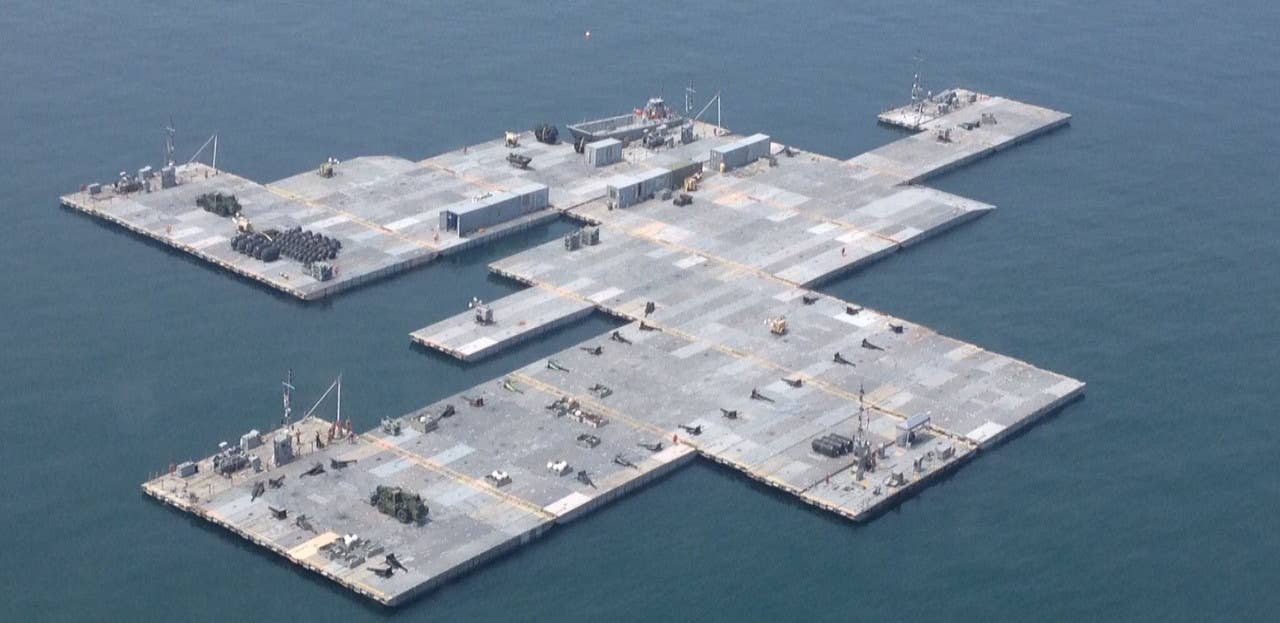 An example of the kind of floating pier the US military is looking to build off the coast of Gaza. US Army