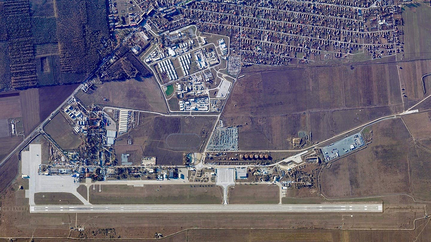 Satellite image of the air base at Mihail Kogălniceanu, pictured on December 18, 2023