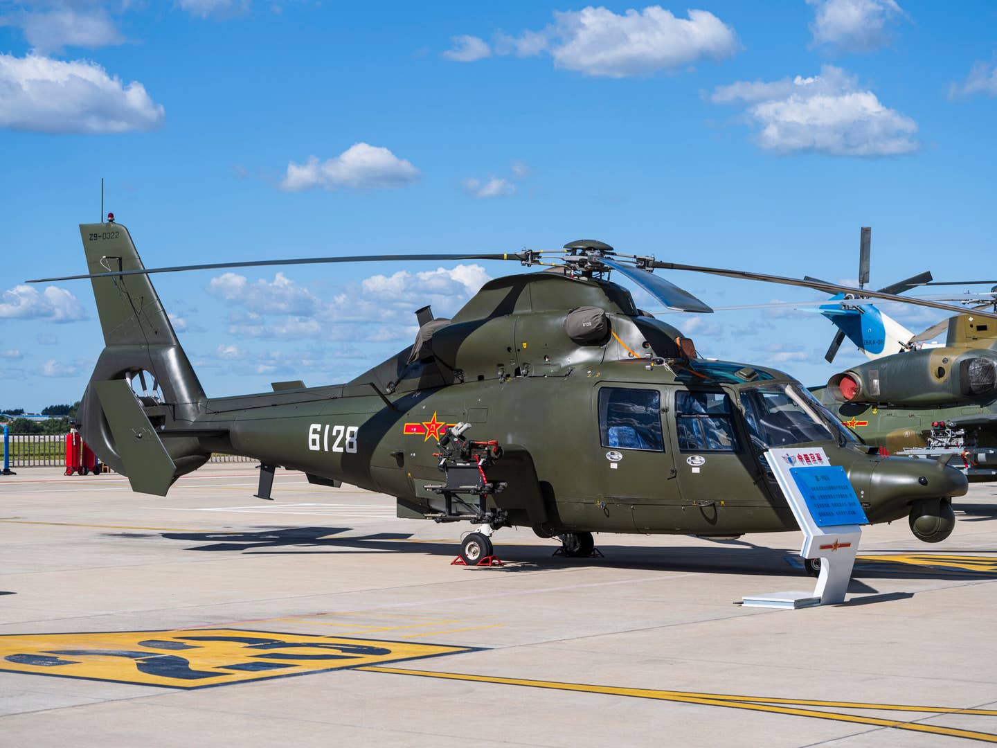 A Z-9WA attack helicopter on static display ahead of the Changchun Air Show in August 2022 in Changchun, Jilin Province of China. <em>Photo by Sun Lin/VCG via Getty Images</em>