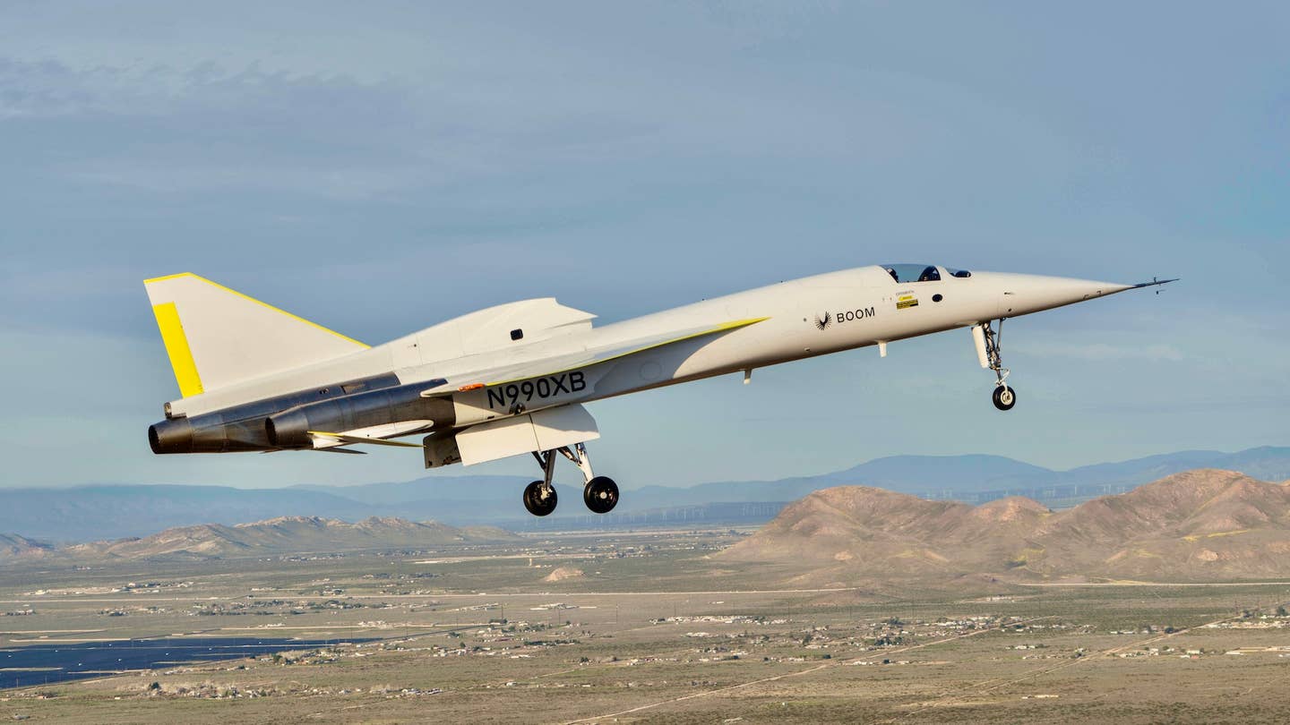 Supersonic testbed XB-1 on its first flight, March 22, 2024