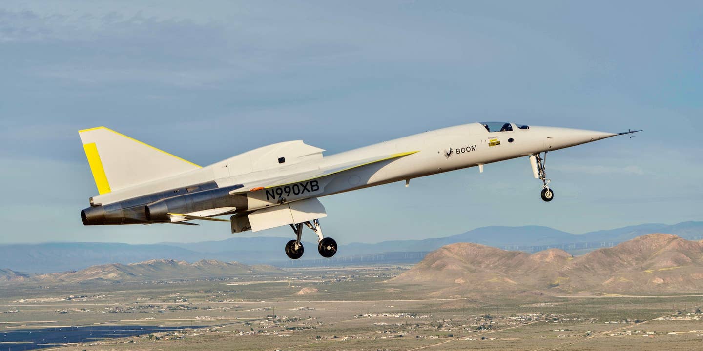 Supersonic testbed XB-1 on its first flight, March 22, 2024