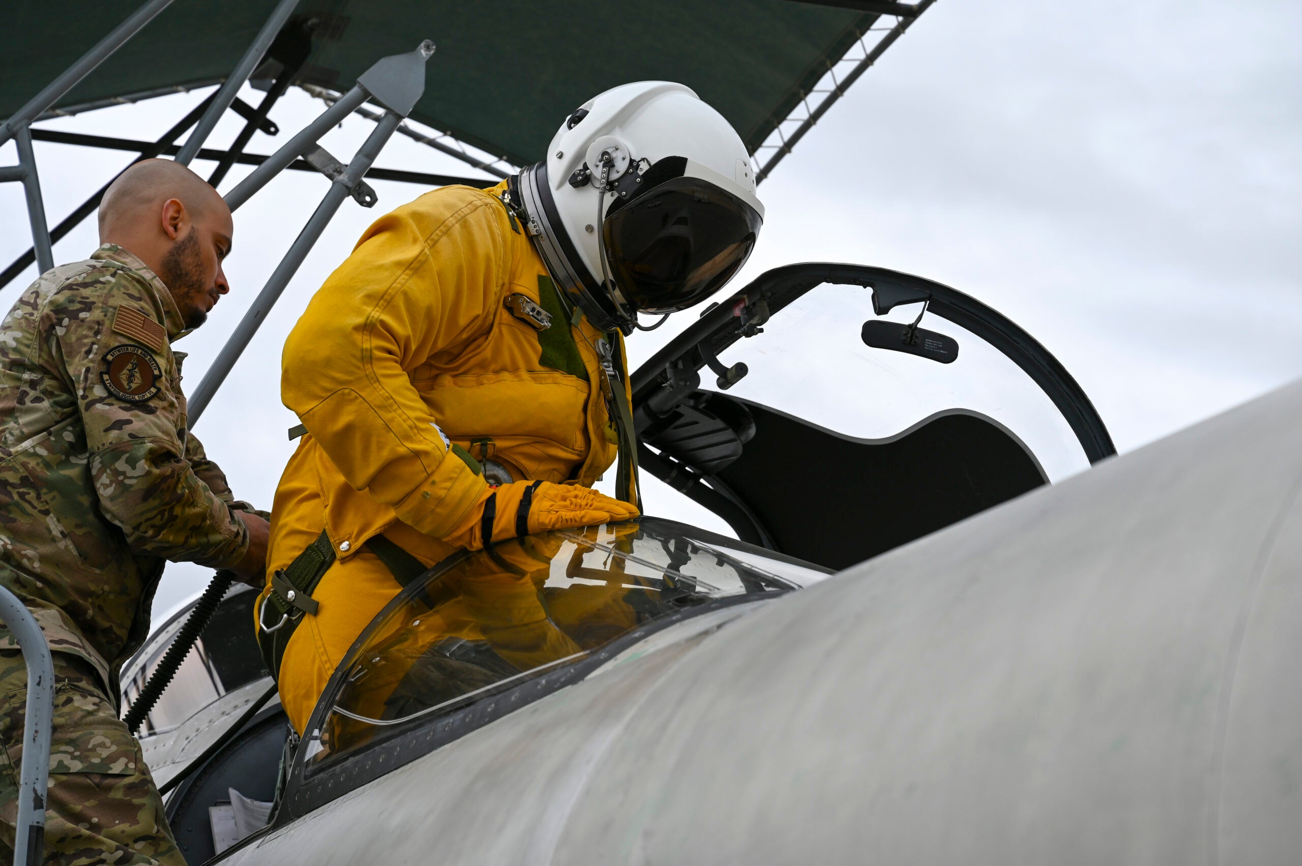 U.S. Air Force Maj. Brandon, Air Force Life Cycle Management Center (AFLCMC) Detachment 4 chief of flight test operations, prepares to pilot TU-2S Dragon Lady 1078 at Beale Air Force Base, California, Feb. 29, 2024. After passing a series of tests, including a low flight that day, aircraft 1078 was cleared to fly to U.S. Air Force Plant 42 in Palmdale, California, where Det 4 will oversee Lockheed Martin’s Program Depot-level Maintenance of aircraft 1078. (U.S. Air Force photo by Senior Airman Alexis Pentzer)