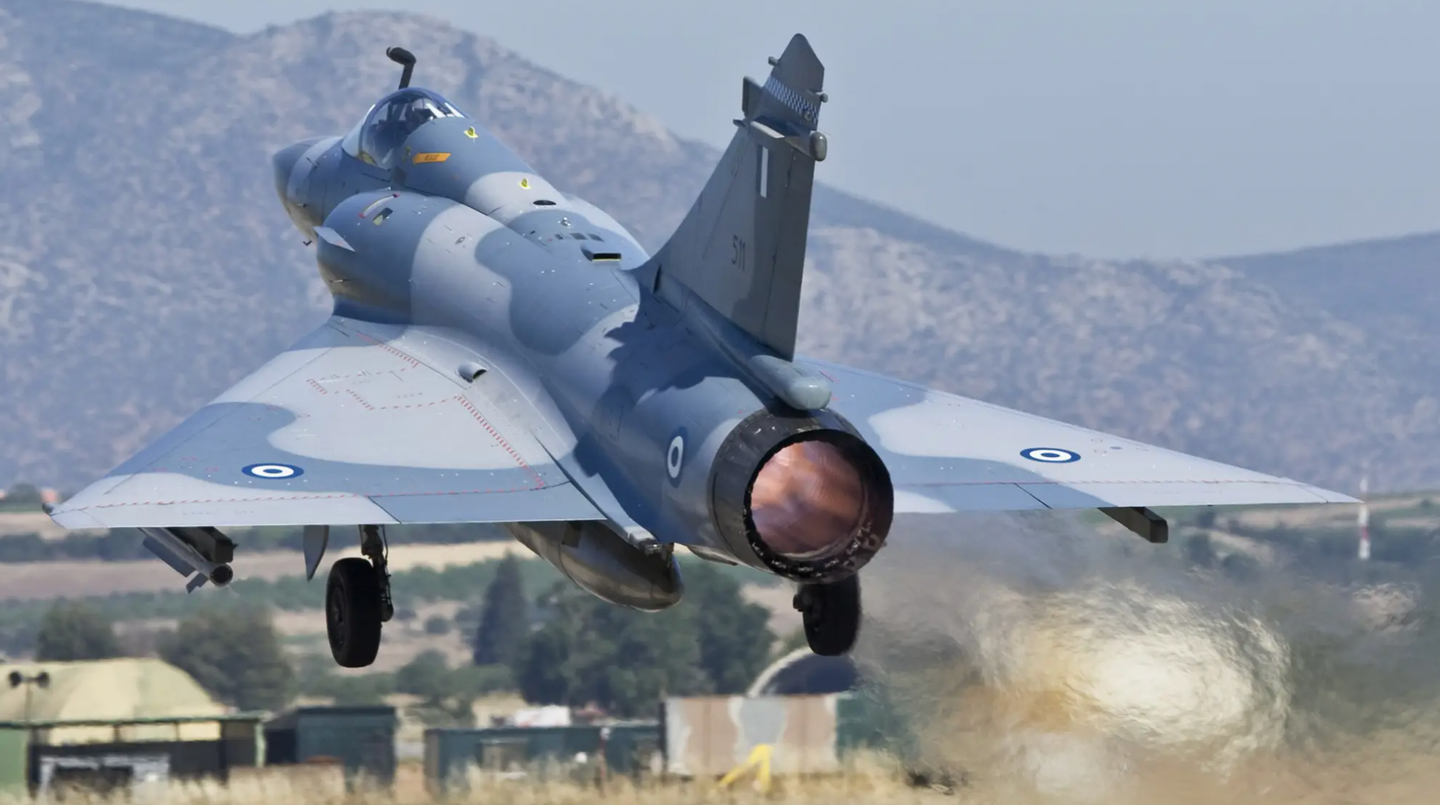 Afterburner take-off for a Hellenic Air Force Mirage 2000-5EG.<em> Hellenic Air Force</em>