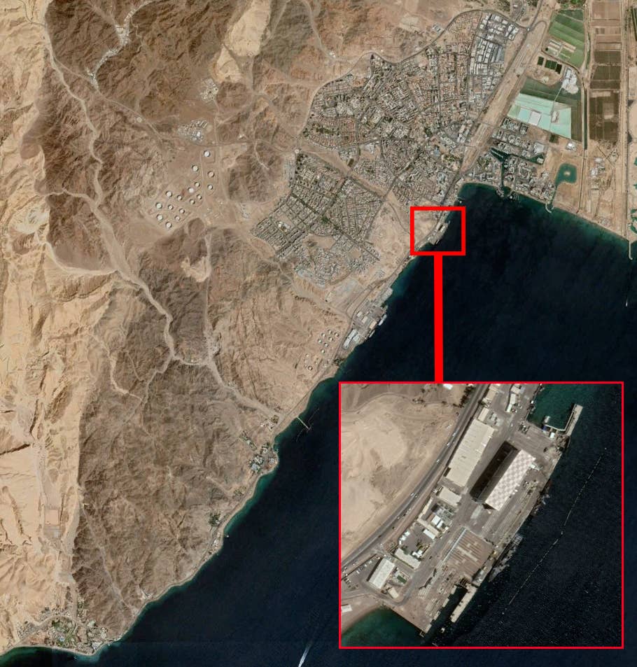 The Navy pier in Eilat which was targeted. (Google Earth)