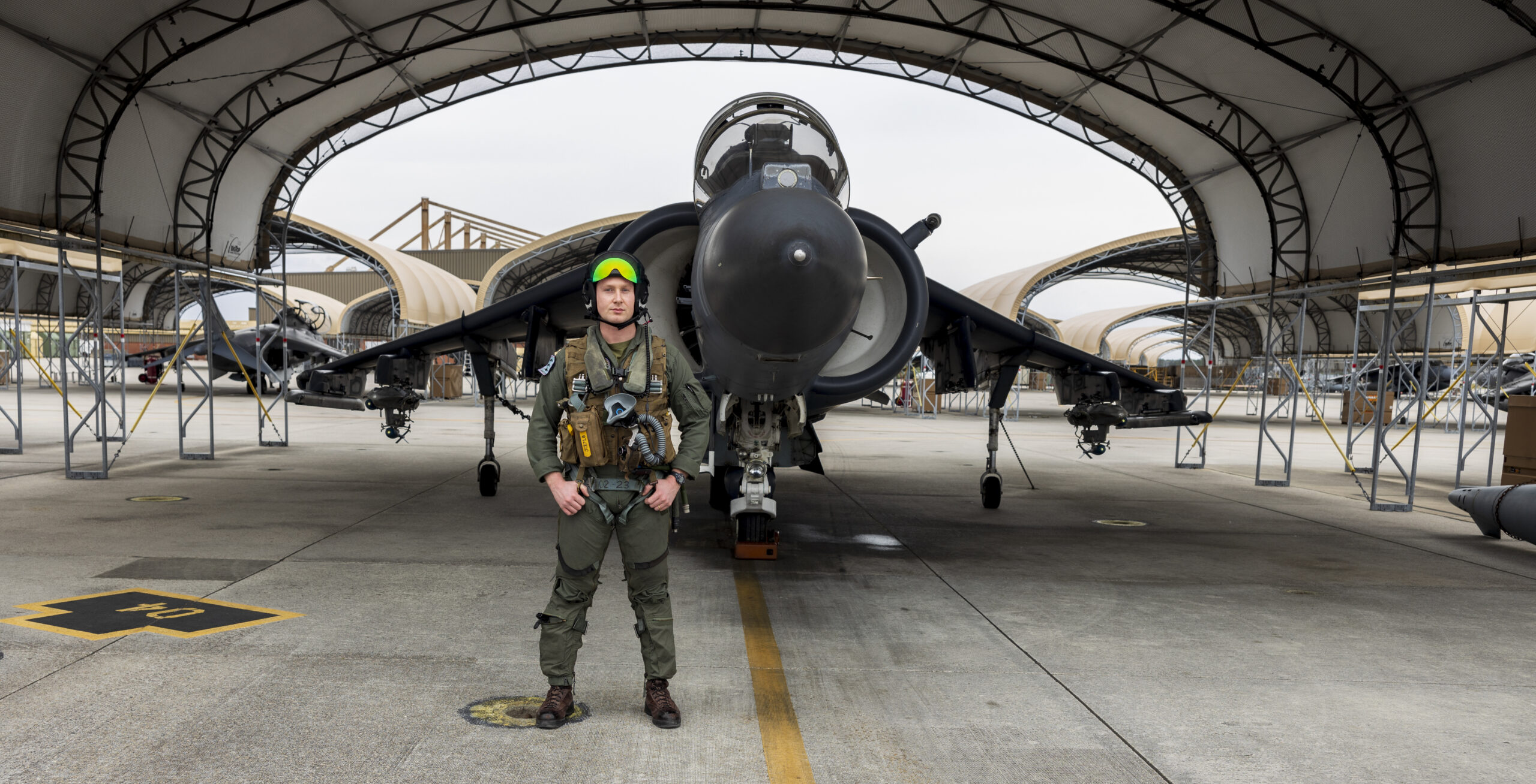 U.S. Marine Corps Capt. Joshua Corbett, a native of New Jersey and a student naval aviator with the AV-8B Fleet Replacement Detachment (FRD), poses for a photo prior to a flight at Marine Corps Air Station Cherry Point, North Carolina, March 27, 2024. <em>U.S. Marine Corps photo by Staff Sgt. Daisha Ramirez</em>