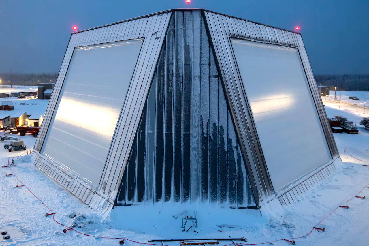 The Long Range Discrimination Radar (LRDR) at Clear Space Force Station in Alaska. <em>MDA</em>