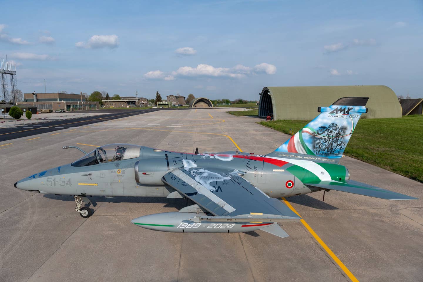 An AMX of the&nbsp;132° Gruppo/51º Stormo specially painted in the retirement scheme for the type. <em>Italian Air Force</em>
