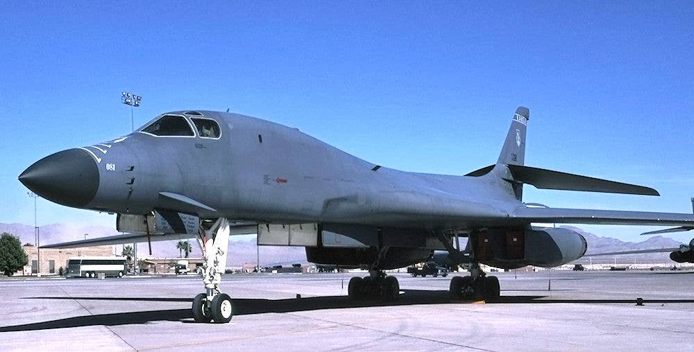B-1B Lancer 85-0081 pictured while serving with the 184th Bomb Wing, Kansas Air National Guard, in around 2000. <em>U.S. Air Force</em>