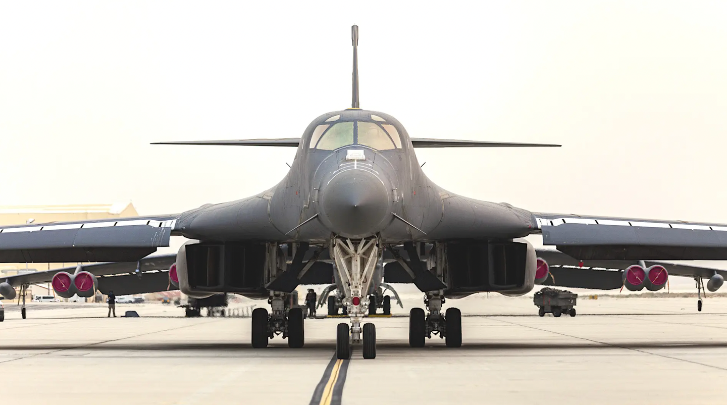 B-1B serial number 85-0074 ahead of its final flight from Edwards Air Force Base in California to Davis-Monthan Air Force Base in Arizona on September 23, 2021. This was the last of the 17 Lancers to be divested.&nbsp;<em>U.S. Air Force</em>