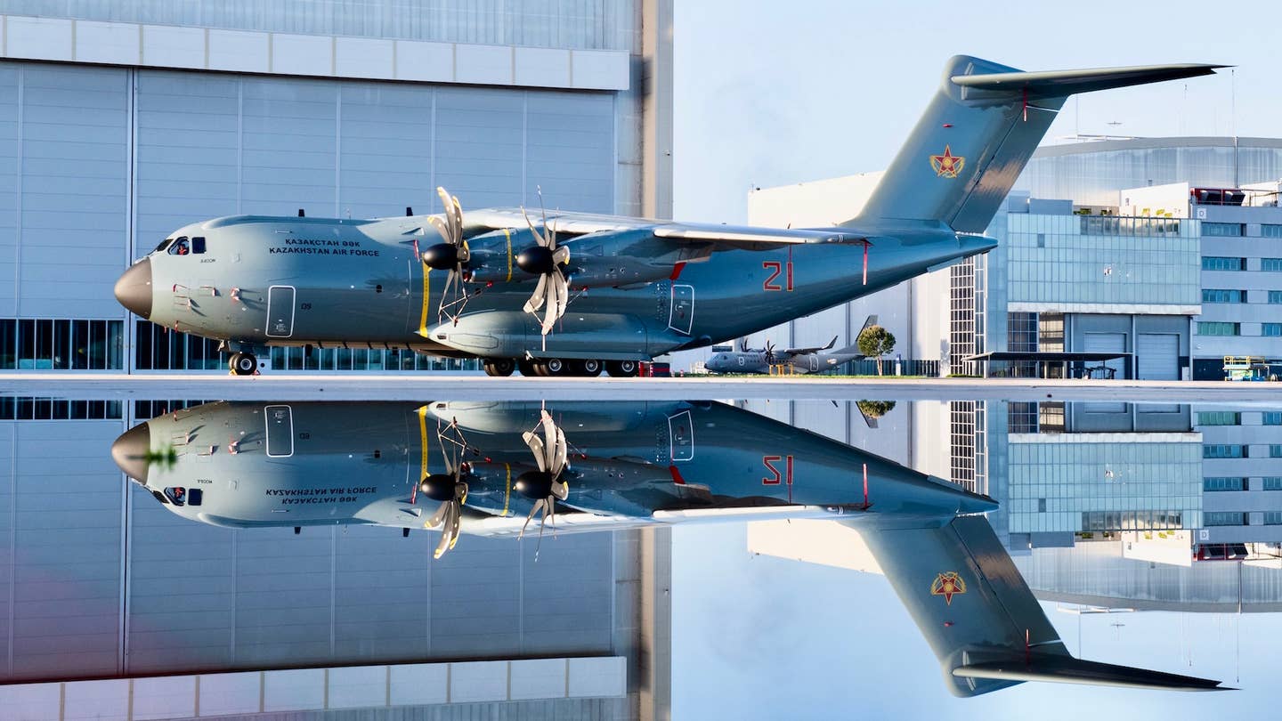 Newly-painted Kazakhstan Air Force A400M pre-delivery