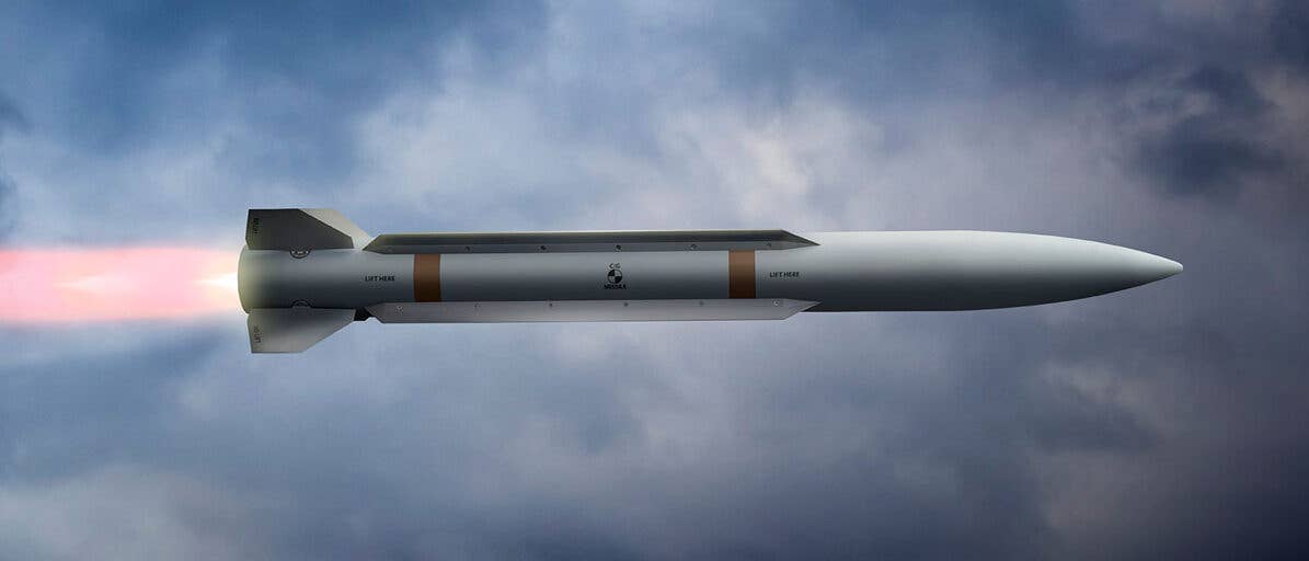 Raytheon's Peregrine missile is just one of the pint-sized, highly-agile, beyond-visual-range air-to-air missiles that are being floated to drastically increase the magazine depth of fighters. (Raytheon)