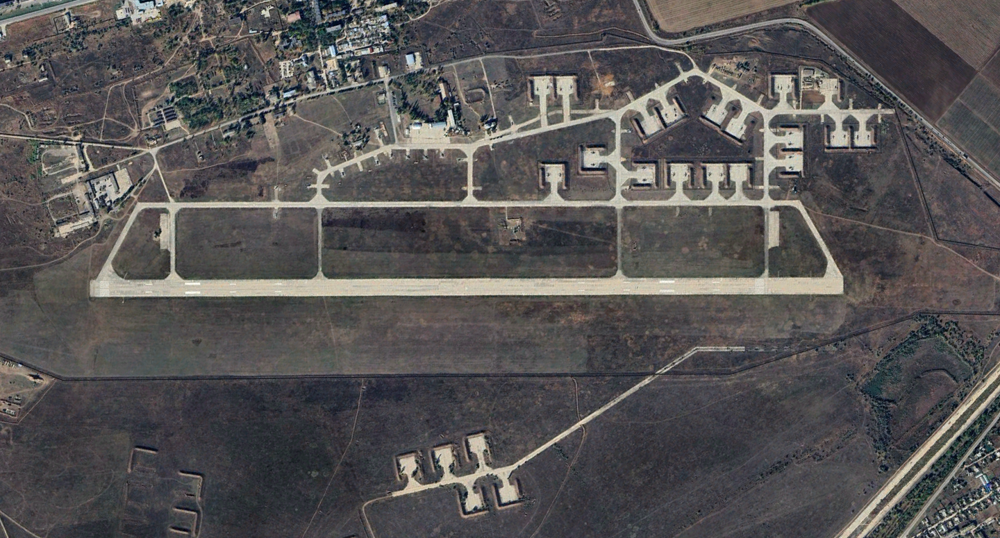A satellite image of the airbase at Dzhankoi, dated October 22, 2021, ahead of the full-scale Russian invasion. <em>Google Earth</em>