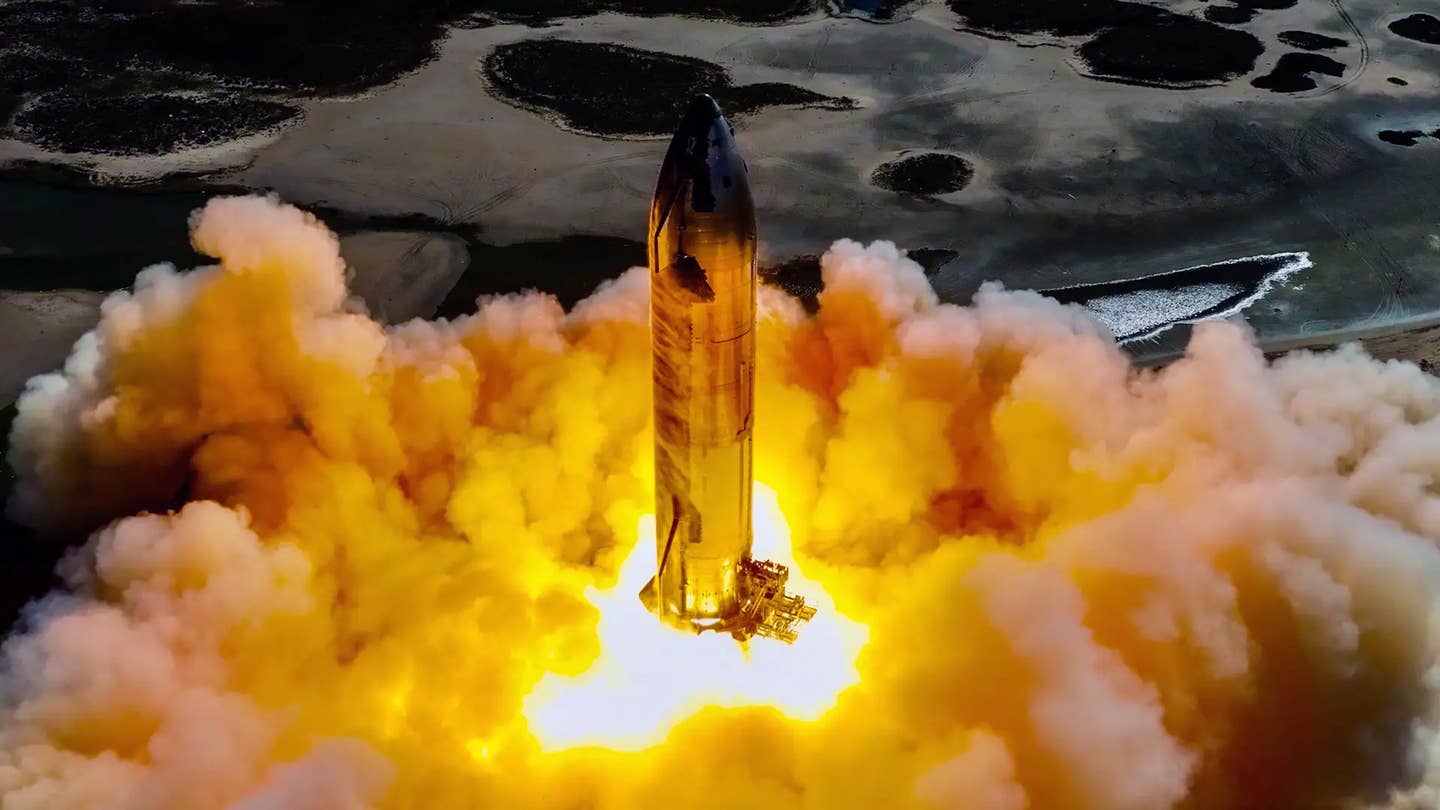 Starship lifting off during a test launch. (SpaceX)