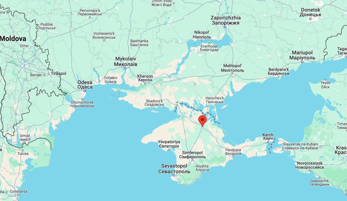 The approximate location of Dzhankoi, in Russian-occupied Crimea.&nbsp;<em>Google Maps</em><br>