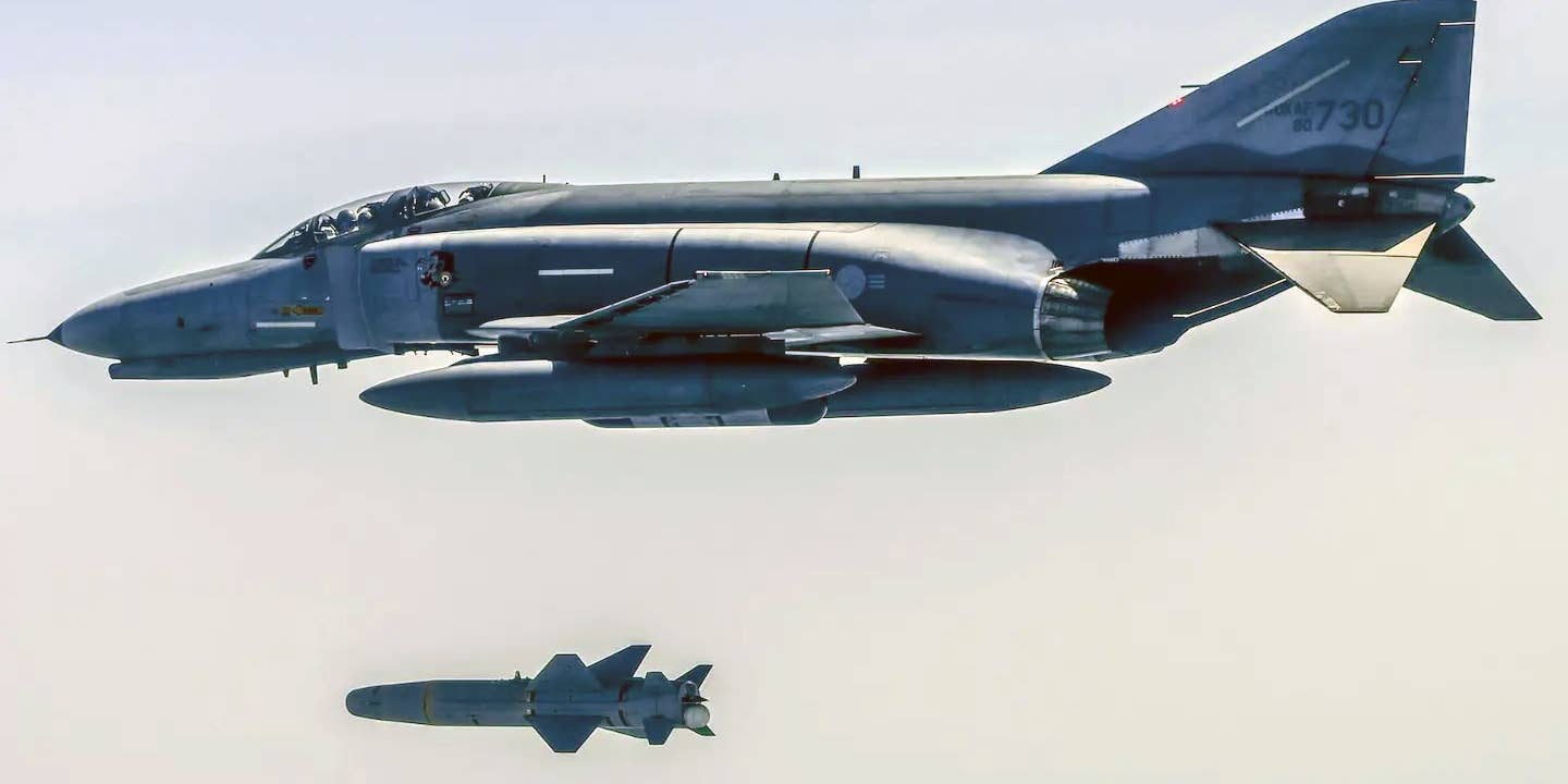 South Korean F-4E launches an AGM-142 'Pop-eye' missile