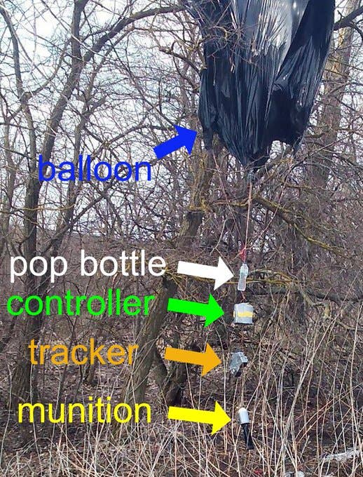 The purported wreckage of a Ukrainian balloon over Russia. (Via Twitter)