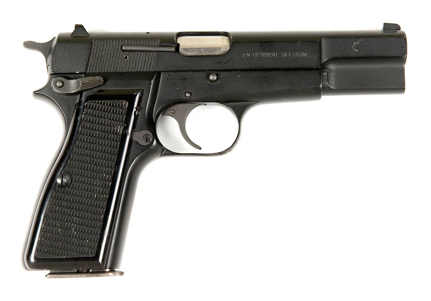 A&nbsp;Browning Hi-Power, manufactured by&nbsp;FN Herstal. <em>U.S. Bureau of Alcohol, Tobacco, Firearms and Explosives&nbsp;</em>