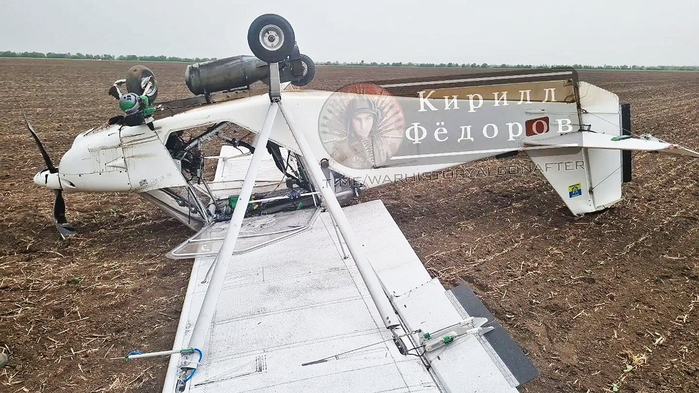 The nearly intact Skyranger plane crashed with a bomb attached to its underside and clear indications that it was remotely piloted.  Images posted on 
