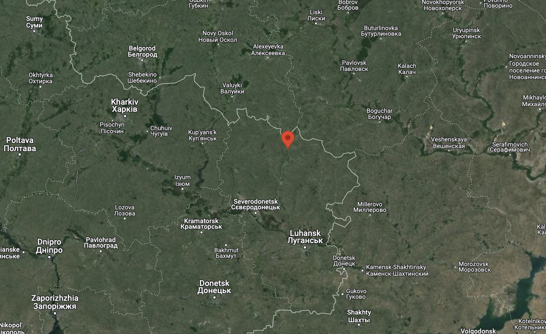 The ATACMS attack took place near the town of Kuban in Luhansk Oblast, about 50 miles from Ukrainian lines. (Google Earth image)