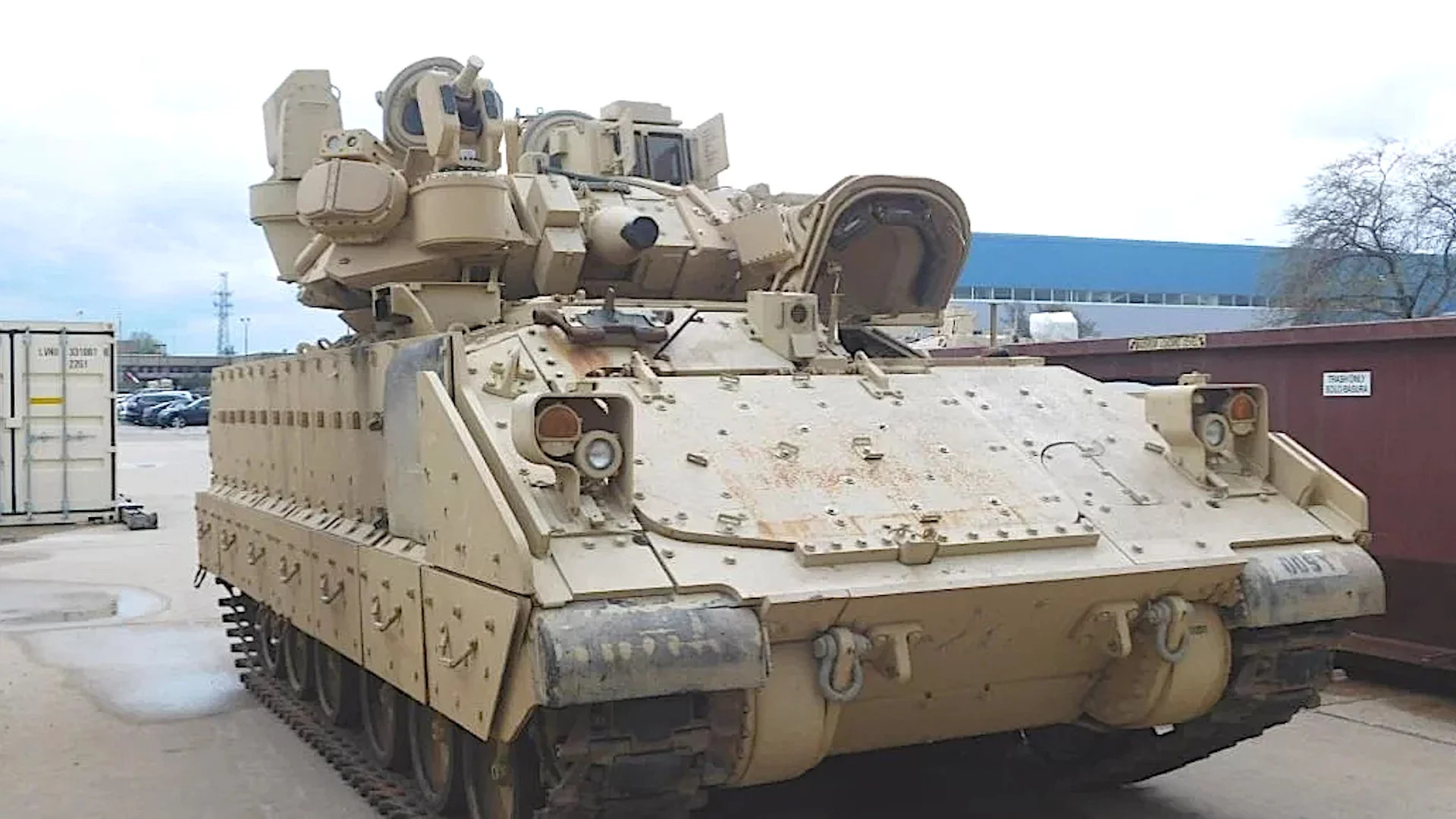 A US Army Bradley Fighting Vehicle seen circa 2020 with an earlier Iron Fist configuration. <em>US Army</em>