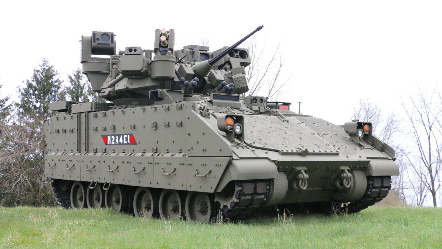 The Army has unveiled a new Bradley Fighting Vehicle variant, the M2A4E1, equipped with an Iron First active protection system and other upgrades.