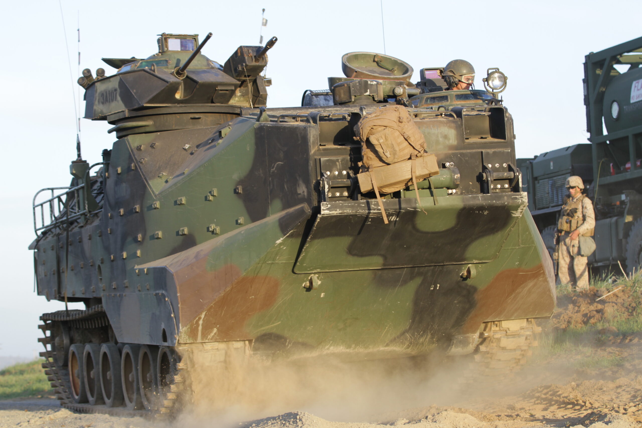 An AAV during a Marine Corps Combat Readiness Evaluation at Marine Corps Base Camp Pendleton, California, in March 2014. <em>U.S. Marine Corps photo by Lance Cpl. David Silvano/released</em>