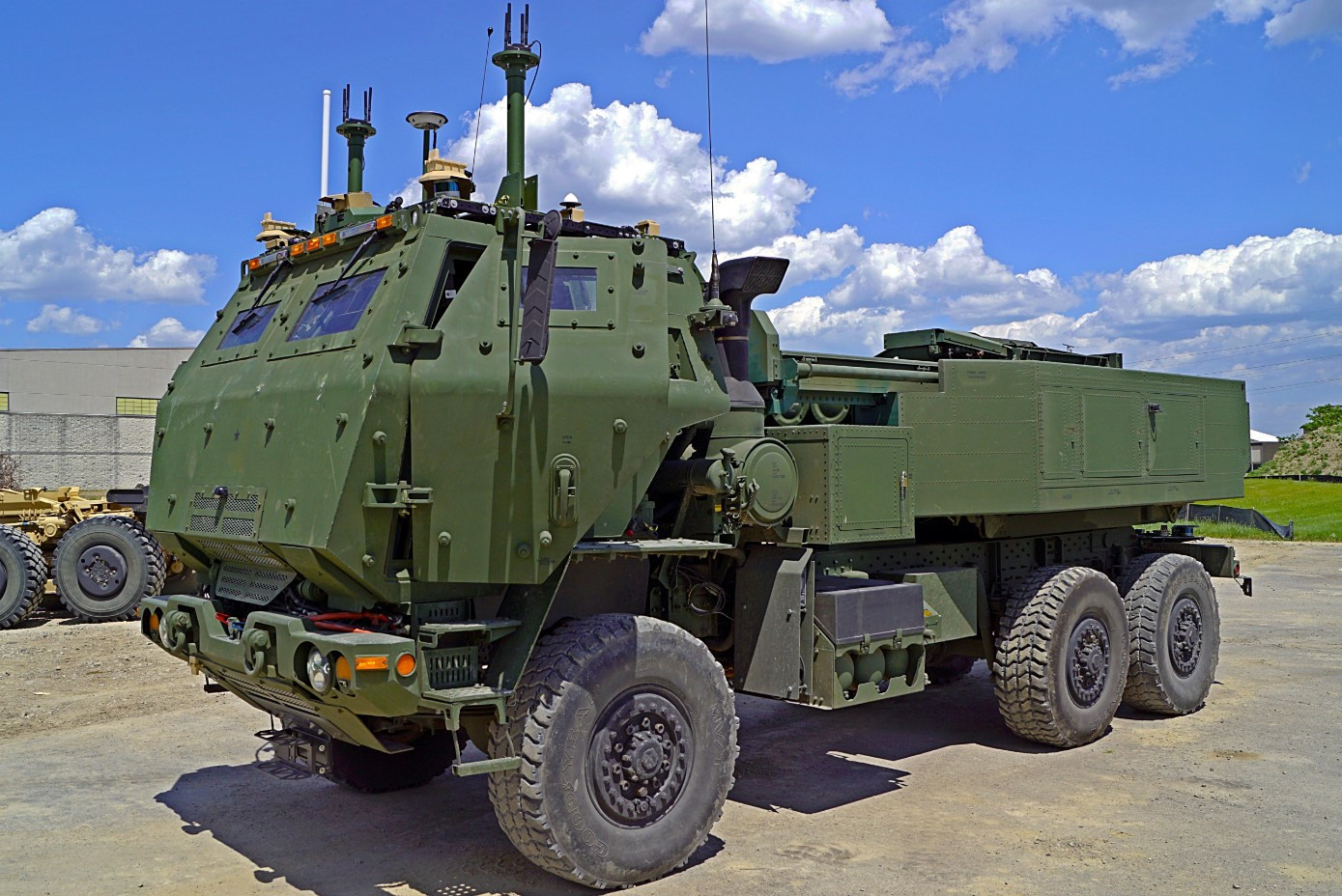 What appears to be a modified M142 HIMARS launch vehicle used in earlier AML testing. <em>US Army</em>
