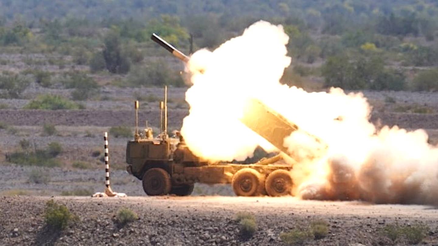 We now have what looks to be the first look at the Army's uncrewed derivative of its High Mobility Artillery Rocket System, and of it firing a practice round.