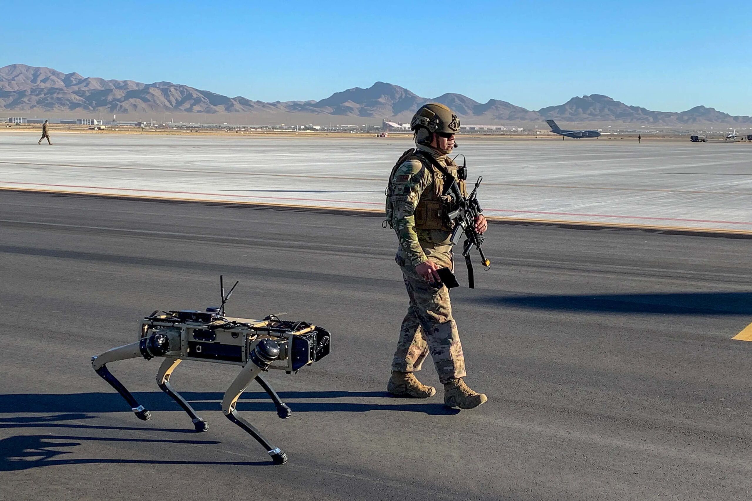 Ghost Robotics dog being put to the test at Nellis Air Force Base in Nevada.&nbsp;<em>USAF</em>