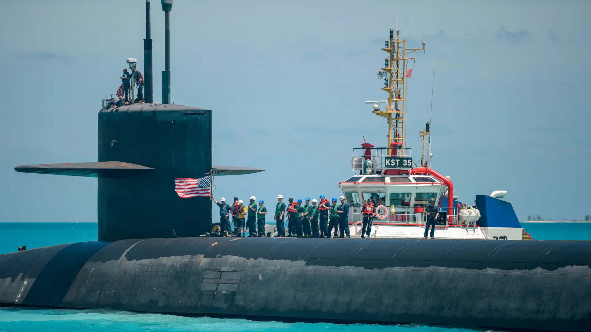USS&nbsp;<em>West Virginia</em> visits the British island territory of Diego Garcia in late 2022. <em>U.S. Navy</em>