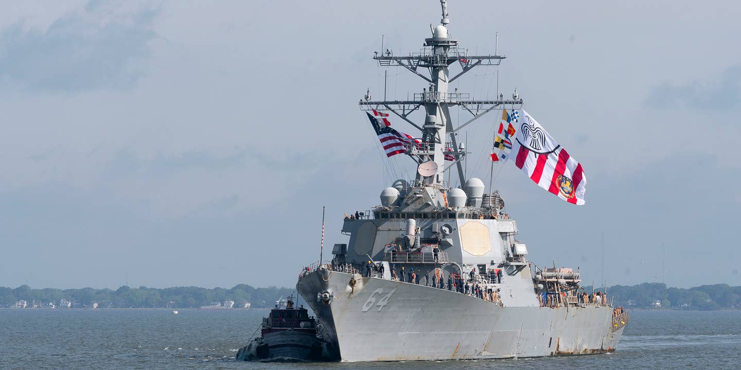 The Arleigh Burke-class destroyer USS Carney (DDG 64) visits Naval Station Norfolk following a seven-month deployment, May 10. Throughout the ship’s seven-month deployment to the U.S. 5th and 6th Fleet areas of operations, Carney successfully destroyed Houthi-launched weapons, including land attack cruise missiles, anti-ship ballistic missiles, and unmanned systems.