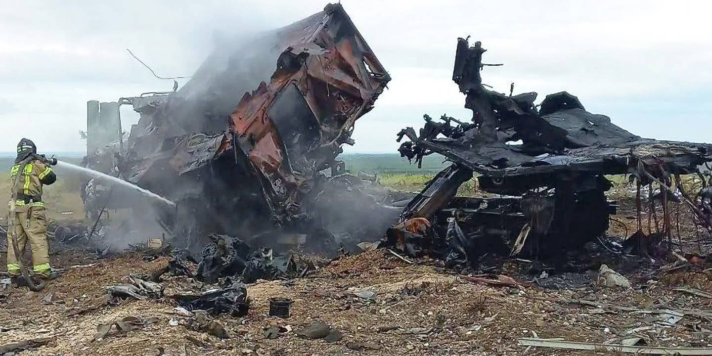 Wreckage of S-400 engagement radar at airbase of Belbek in Crimea, May 15, 2024.