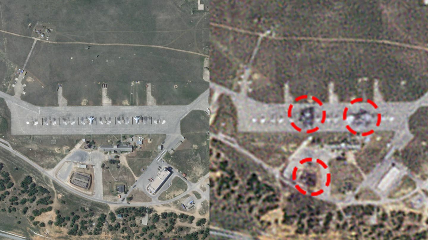 Satellite imagery of Russia's Belbek Air Base on the occupied Crimean Peninsula shows damage from Ukrainian strikes earlier this week.