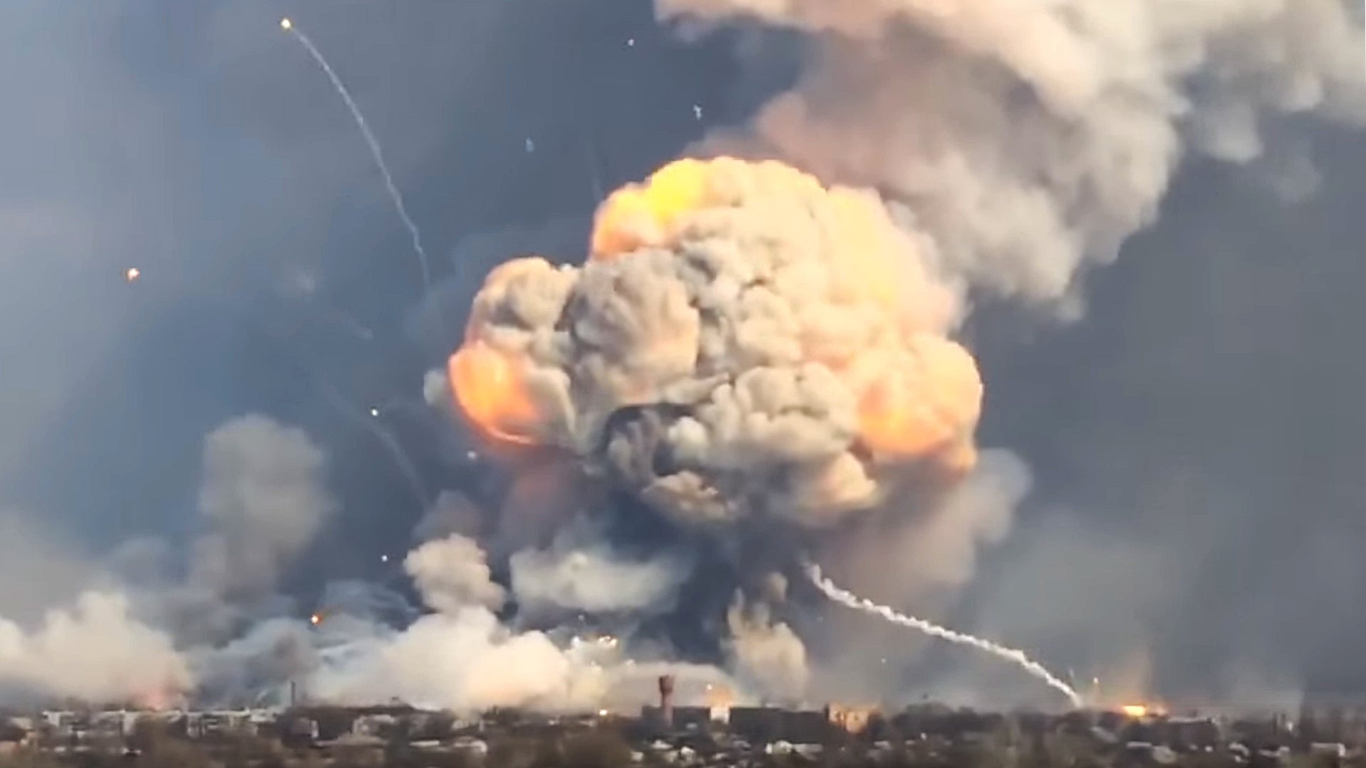 Watch Ukraine’s Largest Munitions Depot Transformed Into Massive Fireball