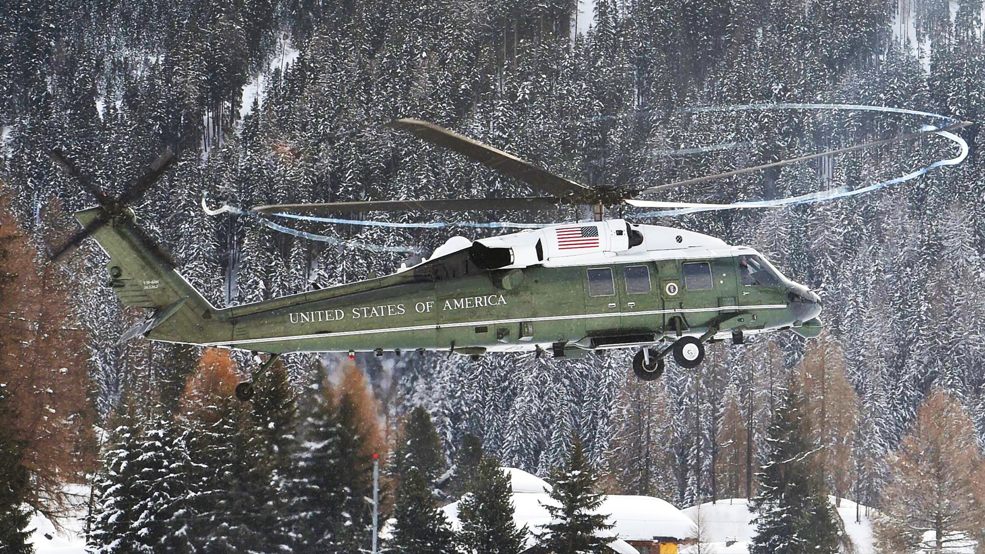 Celebrate President’s Day By Watching Marine One Land In The Snow Covered Swiss Alps