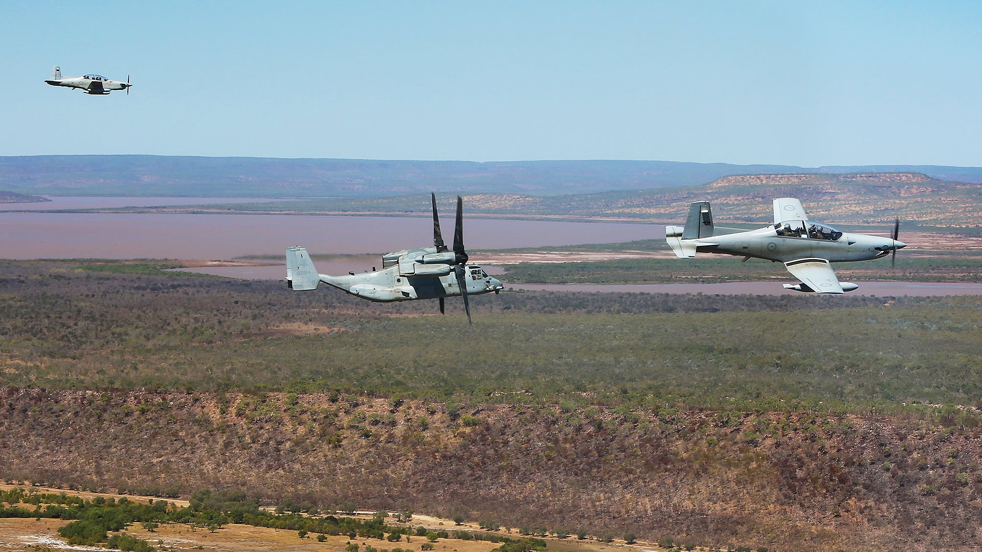 Australia’s Exercise Pitch Black Saw MV-22 Ospreys Escorted By Light Air Support Planes