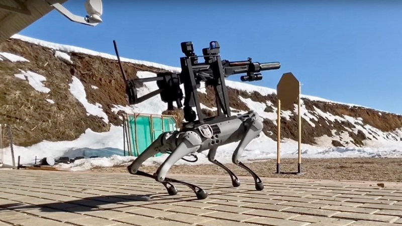 Robot dog with submachine gun