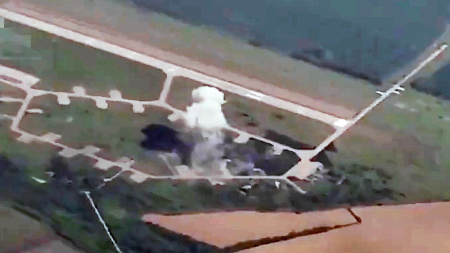 Russian missile strike on airfield in Ukraine.