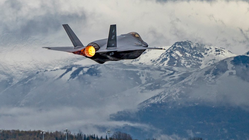 A U.S. Air Force F-35A Lightning II assigned to the 422nd Test and Evaluation Squadron, Nellis Air Force Base, Nev., takes off from Joint Base Elmendorf-Richardson, Alaska, as part of exercise Northern Edge 23, May 15, 2023. NE23 provides the opportunity for U.S. military personnel to sharpen their skills; to practice tactics, techniques, and procedures; to improve command, control and communication relationships; and to develop cooperative plans and programs. (U.S. Air Force photo by Capt Lindsey Heflin)